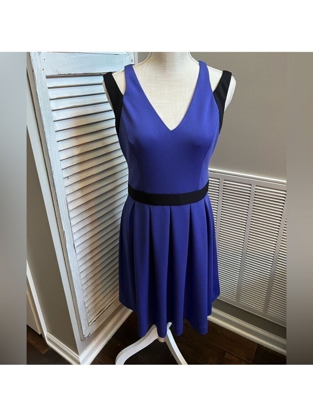 Jessica Simpson dress. Size 4.  Blue with Black waistline and shoulder strap.